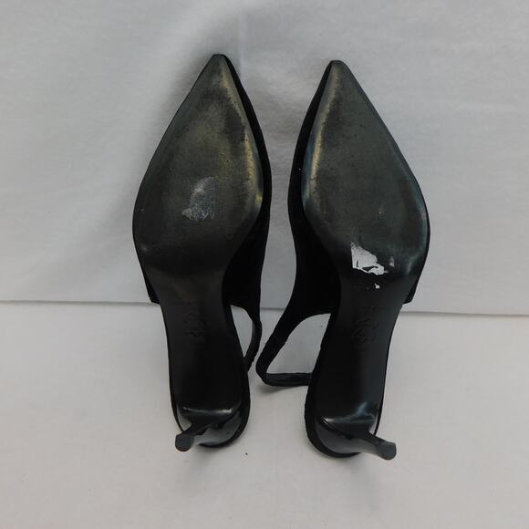 Tory Burch Women's Black Eleanor Velvet Slingback Pumps - Size 7.5 Shoes - Picture 12 of 14